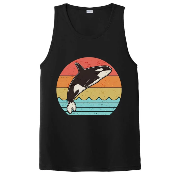 Vintage Retro Leaping Ocra Killer Whale Performance Tank