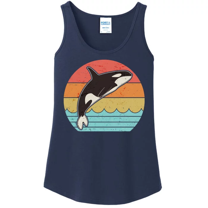 Vintage Retro Leaping Ocra Killer Whale Ladies Essential Tank