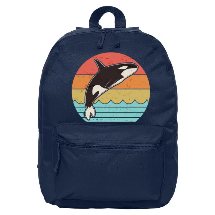 Vintage Retro Leaping Ocra Killer Whale 16 in Basic Backpack