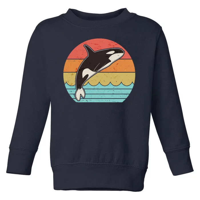 Vintage Retro Leaping Ocra Killer Whale Toddler Sweatshirt