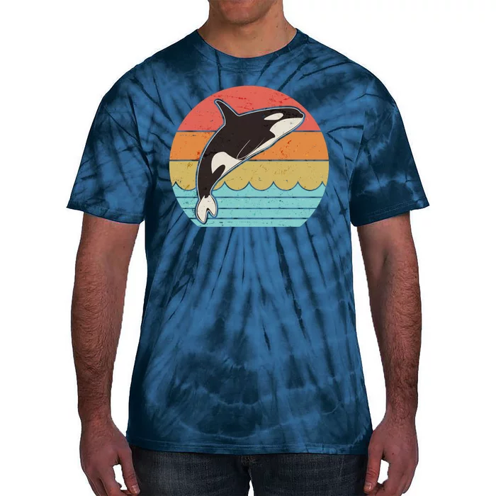 Vintage Retro Leaping Ocra Killer Whale Tie-Dye T-Shirt