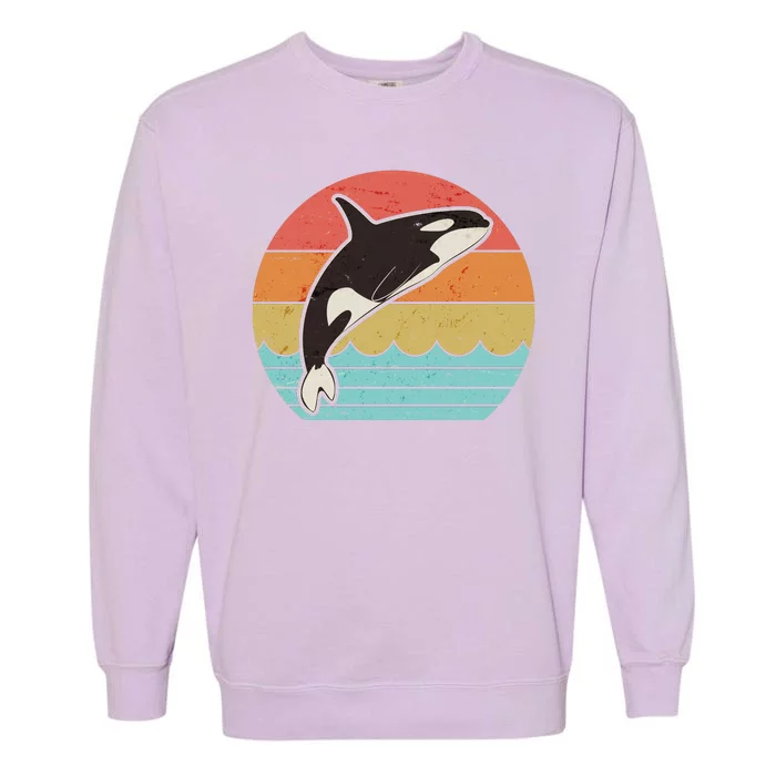 Vintage Retro Leaping Ocra Killer Whale Garment-Dyed Sweatshirt