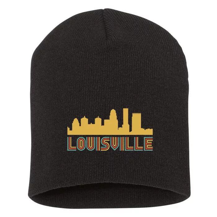 Vintage Retro Louisville Kentucky Skyline Short Acrylic Beanie