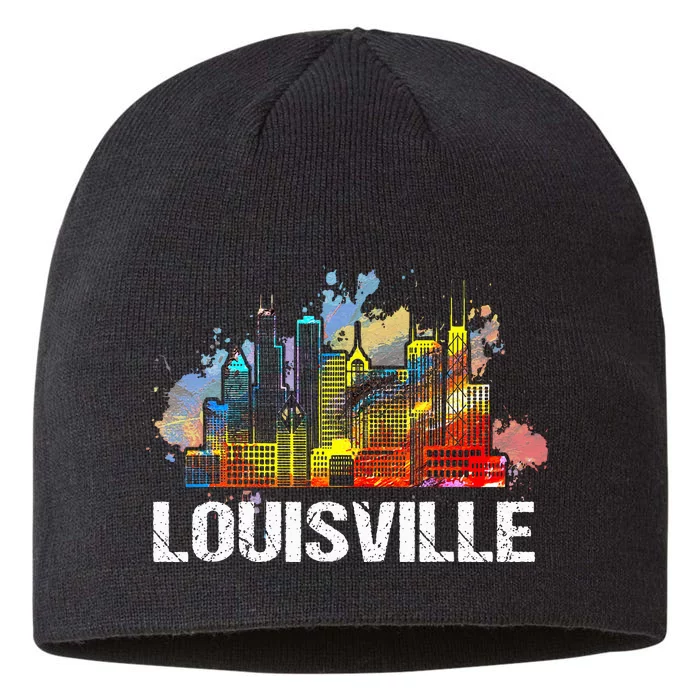 Vintage Retro Louisville Kentucky Skyline Gift 8 1/2in Sustainable Knit Beanie