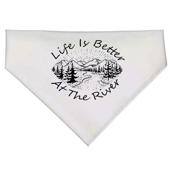 Vintage Retro Life Is Better At The River USA-Made Doggie Bandana