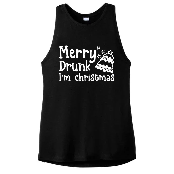 Vintage Retro Merry Drunk IM Christmas Funny Ing Xmas Gift Ladies Tri-Blend Wicking Tank