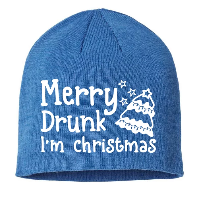 Vintage Retro Merry Drunk IM Christmas Funny Ing Xmas Gift 8 1/2in Sustainable Knit Beanie