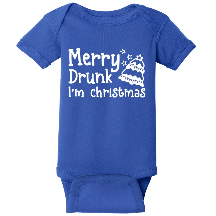 Vintage Retro Merry Drunk IM Christmas Funny Ing Xmas Gift Baby Bodysuit