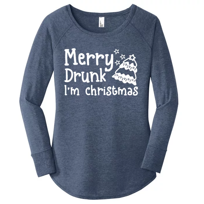 Vintage Retro Merry Drunk IM Christmas Funny Ing Xmas Gift Women's Perfect Tri Tunic Long Sleeve Shirt