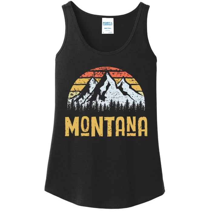 Vintage Retro Mt Montana Us Mountain State Ladies Essential Tank