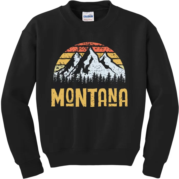 Vintage Retro Mt Montana Us Mountain State Kids Sweatshirt