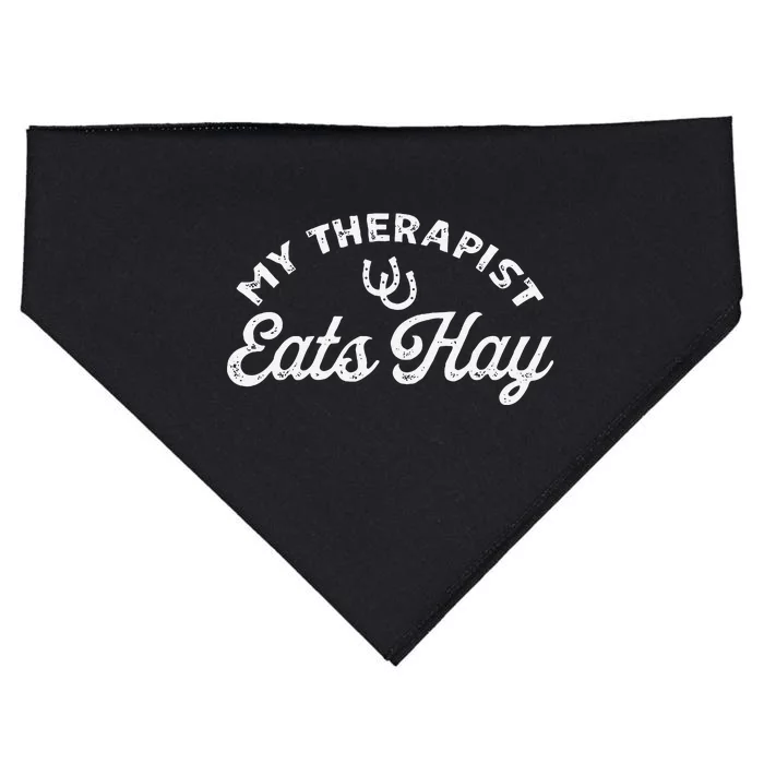 Vintage Retro My Therapist Eats Hay Funny Horse Lover USA-Made Doggie Bandana