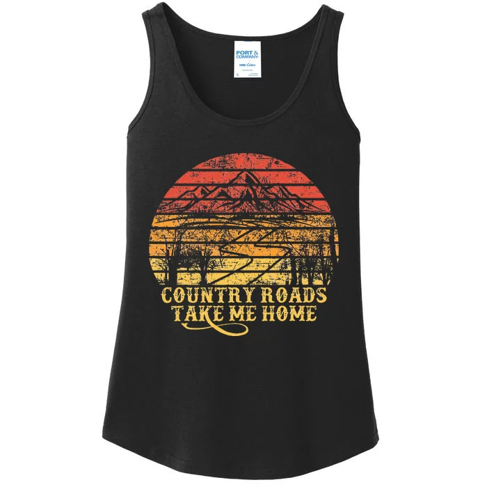 Vintage Retro Music Fans Country Roads Take Me Home Ladies Essential Tank