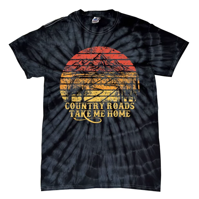 Vintage Retro Music Fans Country Roads Take Me Home Tie-Dye T-Shirt