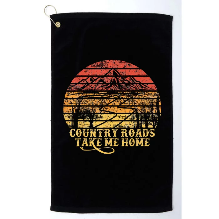 Vintage Retro Music Fans Country Roads Take Me Home Platinum Collection Golf Towel