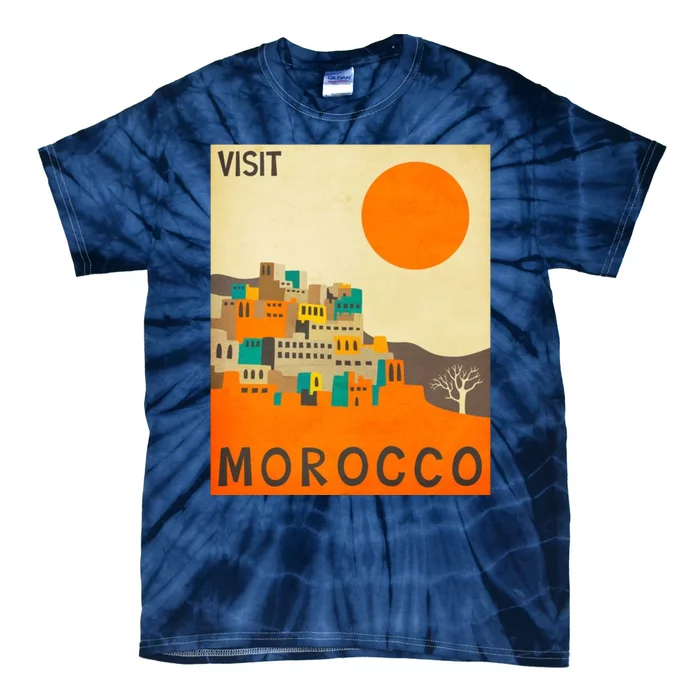 Vintage Retro Morocco Poster Tie-Dye T-Shirt