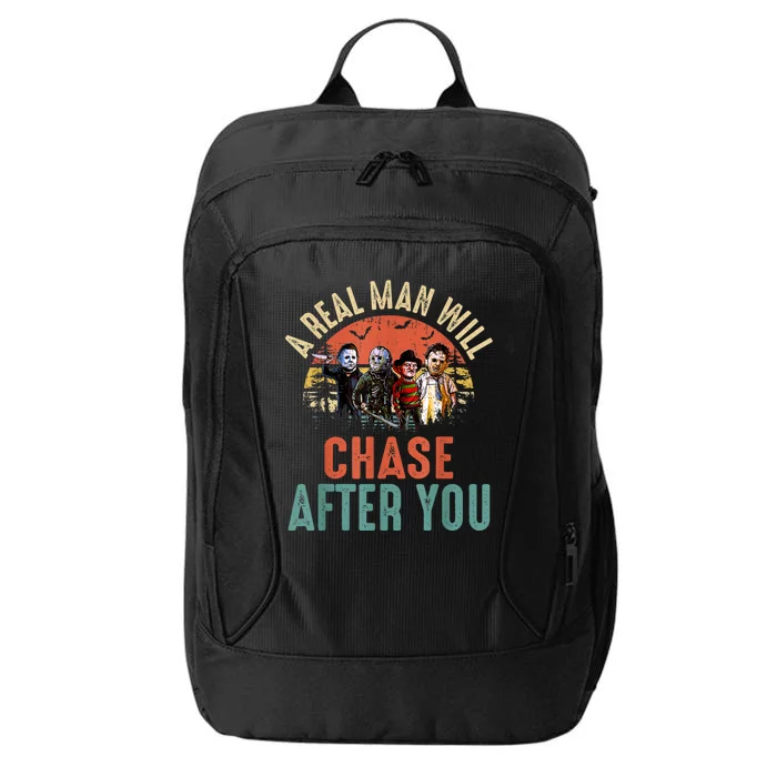 Vintage Real Man Will Chase After You Halloween Character City Backpack