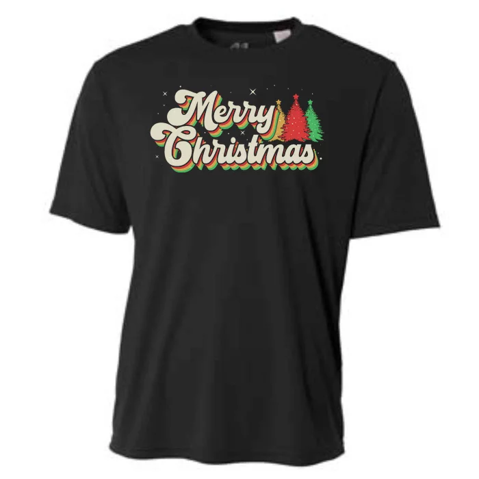 Vintage Retro Merry Christmas Cooling Performance Crew T-Shirt