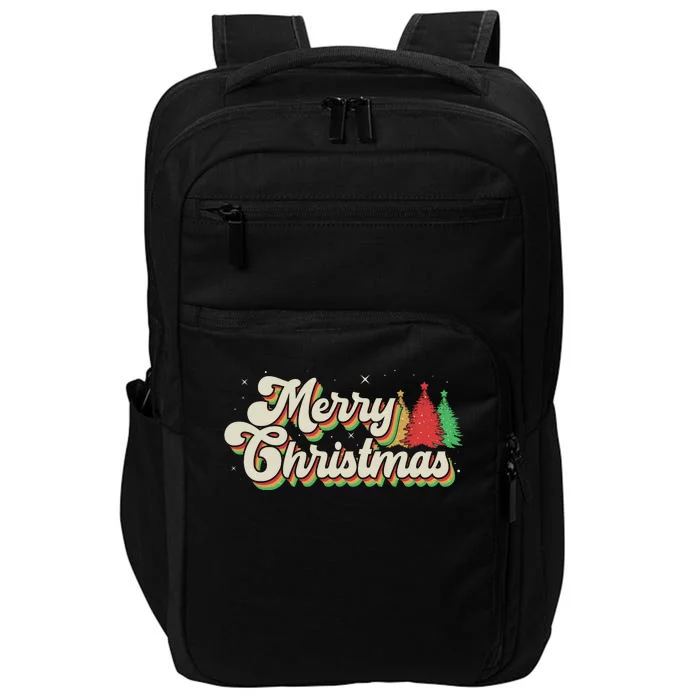 Vintage Retro Merry Christmas Impact Tech Backpack