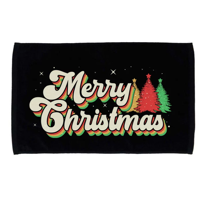 Vintage Retro Merry Christmas Microfiber Hand Towel