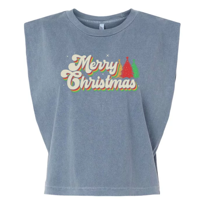 Vintage Retro Merry Christmas Garment-Dyed Women's Muscle Tee