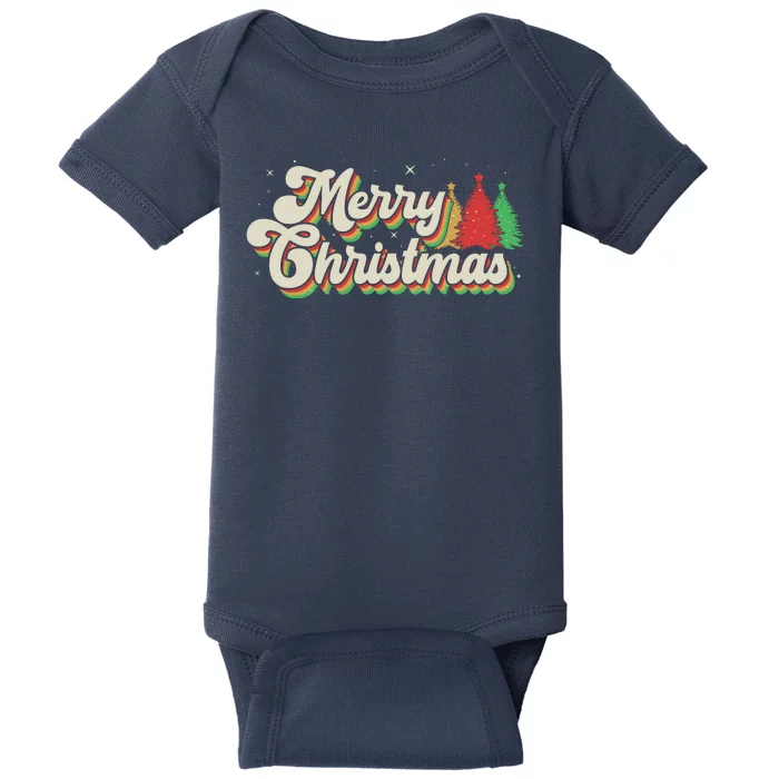 Vintage Retro Merry Christmas Baby Bodysuit