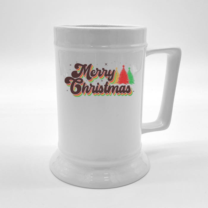 Vintage Retro Merry Christmas Front & Back Beer Stein