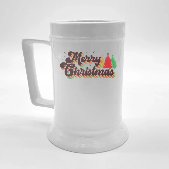 Vintage Retro Merry Christmas Front & Back Beer Stein