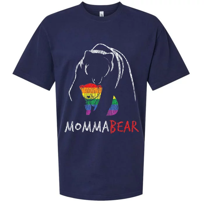 Vintage Rainbow Mama Bear Hug Love Support Parent Pride LGBT Sueded Cloud Jersey T-Shirt