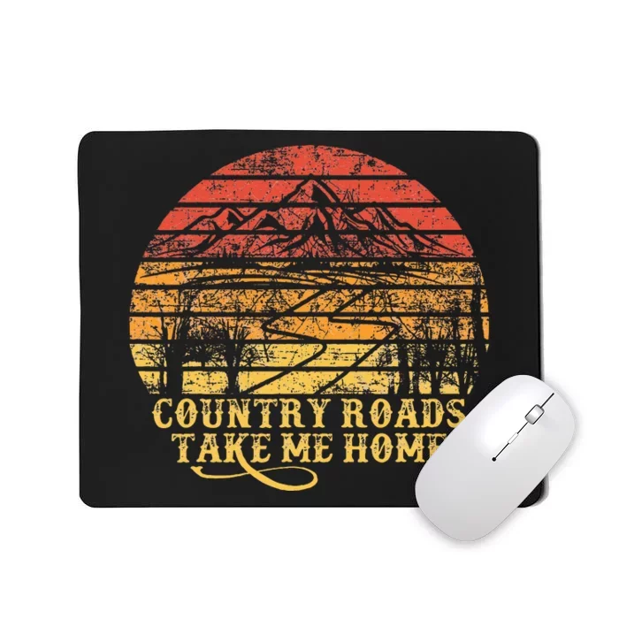 Vintage Retro Music Country Roads Take Me Home Mousepad