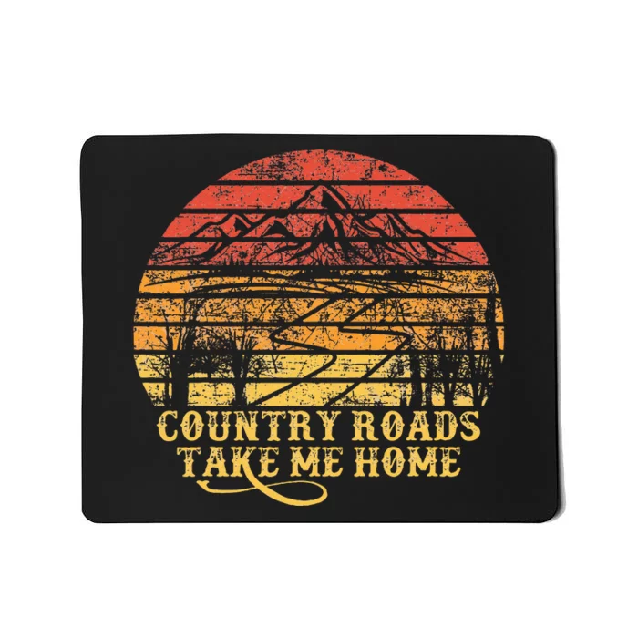 Vintage Retro Music Country Roads Take Me Home Mousepad