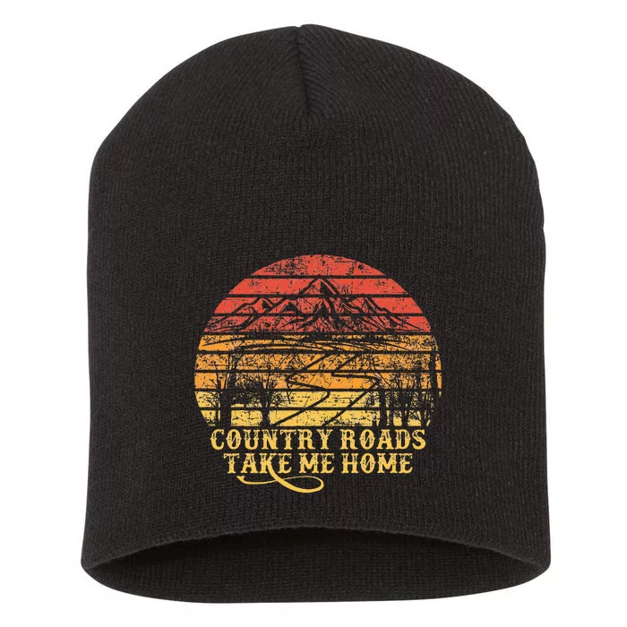 Vintage Retro Music Country Roads Take Me Home Short Acrylic Beanie