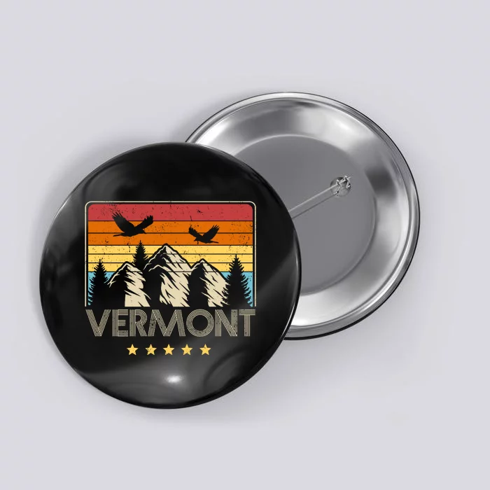 Vermont Retro Mountain Eagle Button