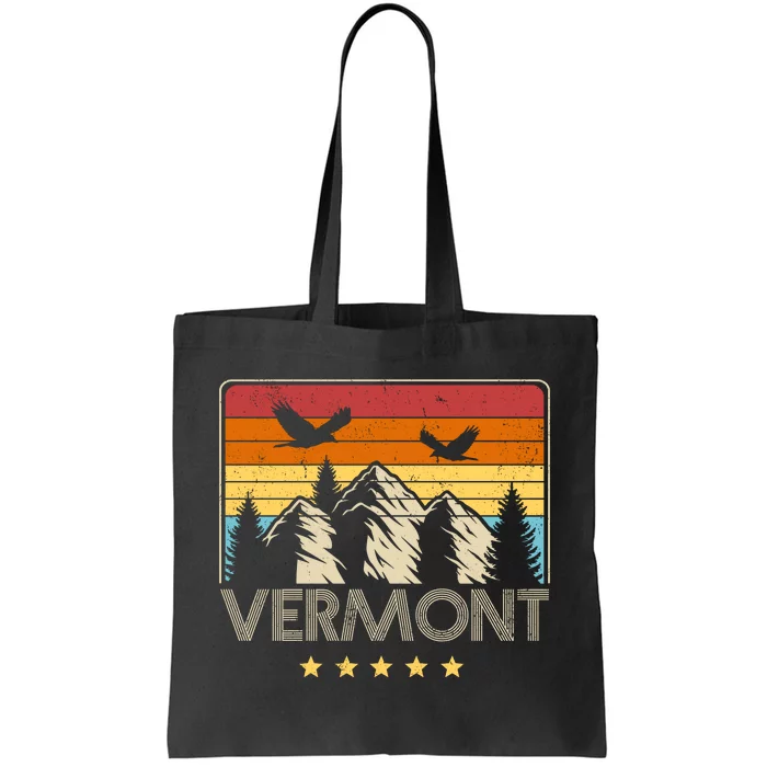 Vermont Retro Mountain Eagle Tote Bag