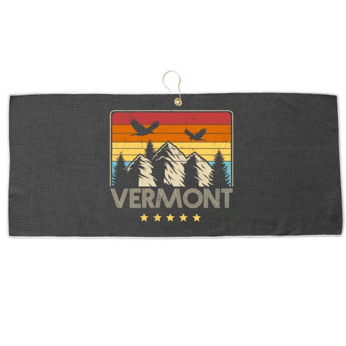 Vermont Retro Mountain Eagle Large Microfiber Waffle Golf Towel