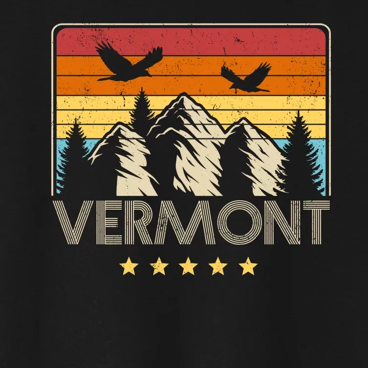 Vermont Retro Mountain Eagle Women's Crop Top Tee