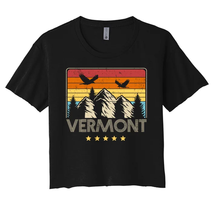 Vermont Retro Mountain Eagle Women's Crop Top Tee