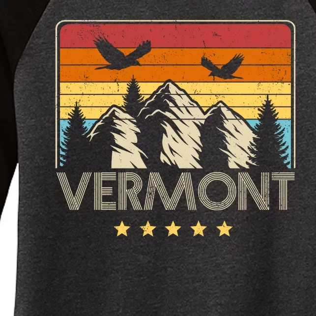 Vermont Retro Mountain Eagle Women's Tri-Blend 3/4-Sleeve Raglan Shirt