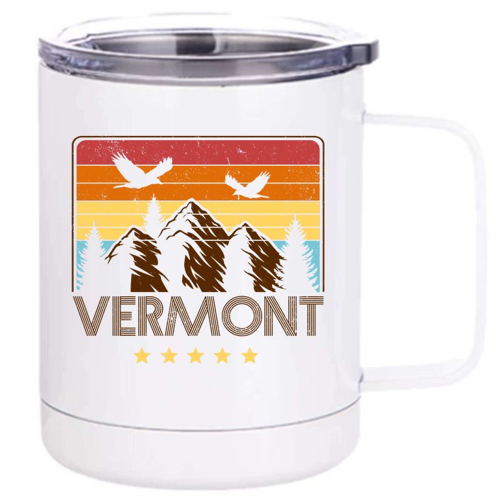 Vermont Retro Mountain Eagle Front & Back 12oz Stainless Steel Tumbler Cup