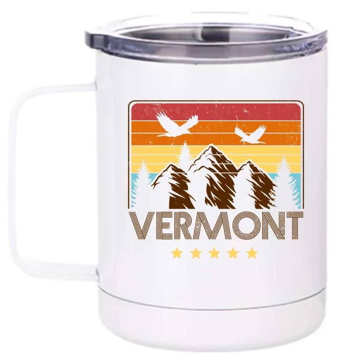 Vermont Retro Mountain Eagle Front & Back 12oz Stainless Steel Tumbler Cup