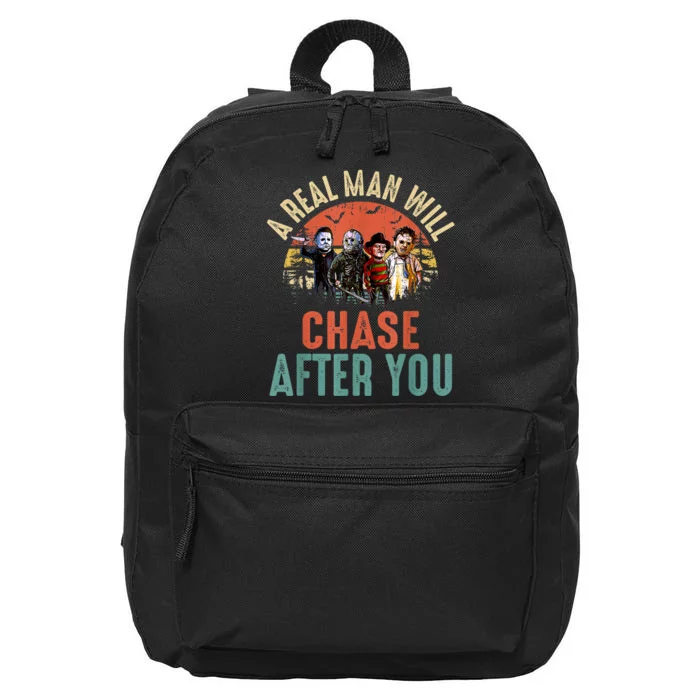 Vintage Real Man Will Chase After You Halloween Character 16 in Basic Backpack