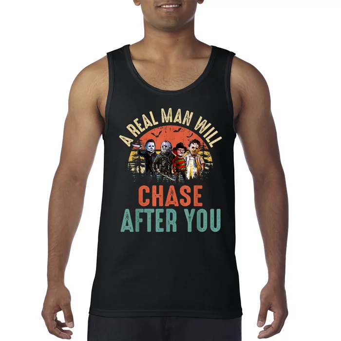 Vintage Real Man Will Chase After You Halloween Character Tank Top