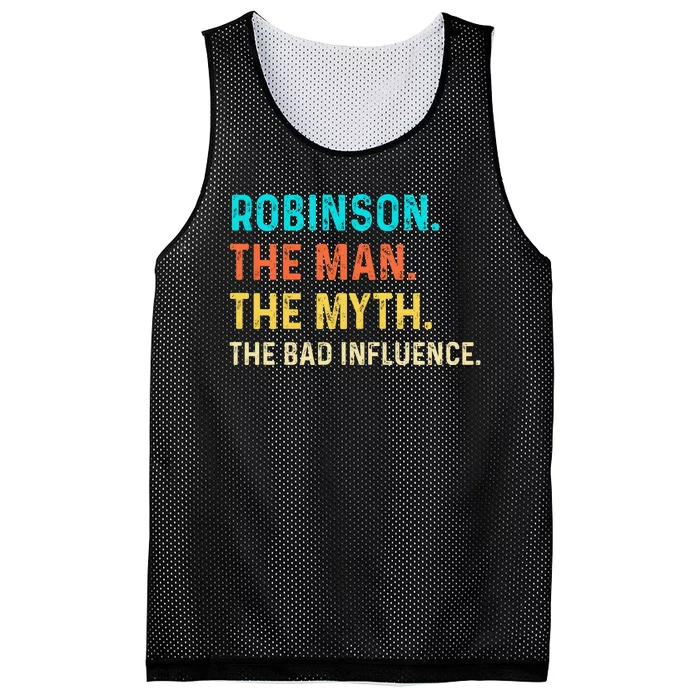 Vintage Robinson Man Myth The Bad Influence Last Name Mesh Reversible Basketball Jersey Tank