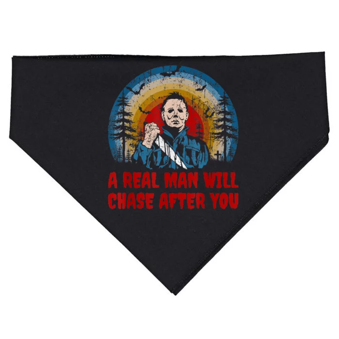 Vintage Real Man Will Chase After You Halloween Character USA-Made Doggie Bandana