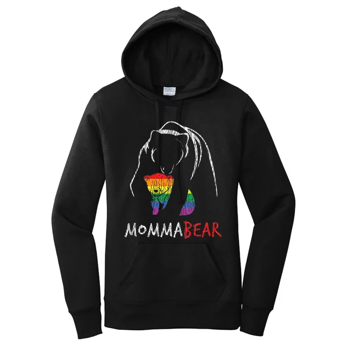 Vintage Rainbow Mama Bear Hug Love Support Parent Pride LGBT Women's Pullover Hoodie