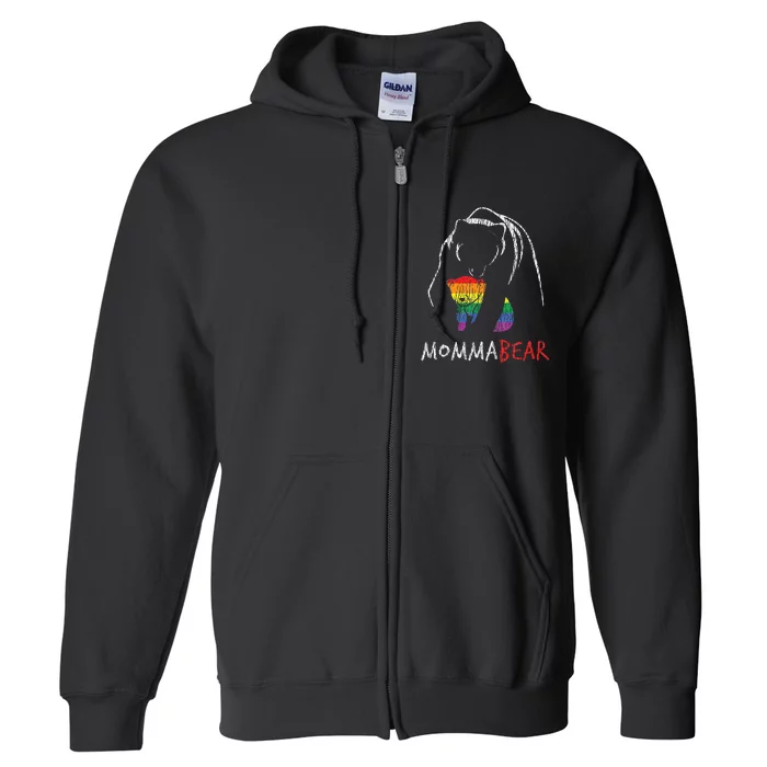 Vintage Rainbow Mama Bear Hug Love Support Parent Pride LGBT Full Zip Hoodie