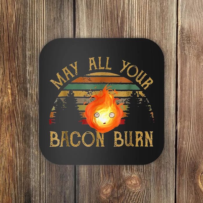 Vintage Retro May All Your Bacon Burn BBQ Grunge Coaster