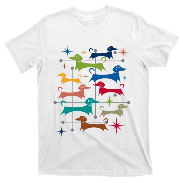 Vintage Retro Midcentury Modern Style Dachshunds Dogs T-Shirt