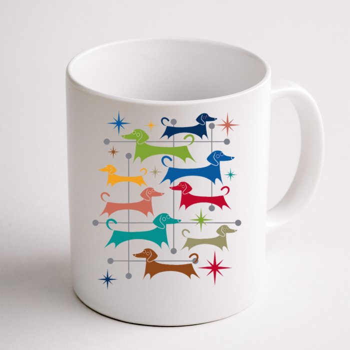 Vintage Retro Midcentury Modern Style Dachshunds Dogs Front & Back Coffee Mug