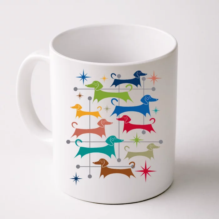 Vintage Retro Midcentury Modern Style Dachshunds Dogs Front & Back Coffee Mug